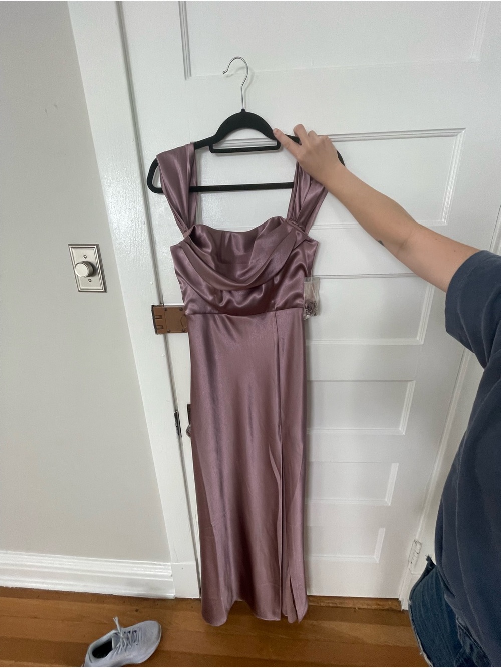 Birdy Grey Satin Maxi Dress in Mauve Pink